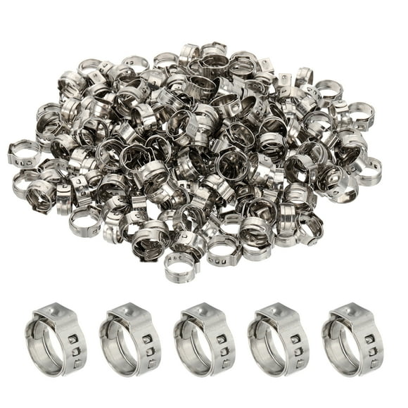3/8 Inch PEX Crimp Rings Single Ear Hose Clamps for PEX Tubing 200 Pack
