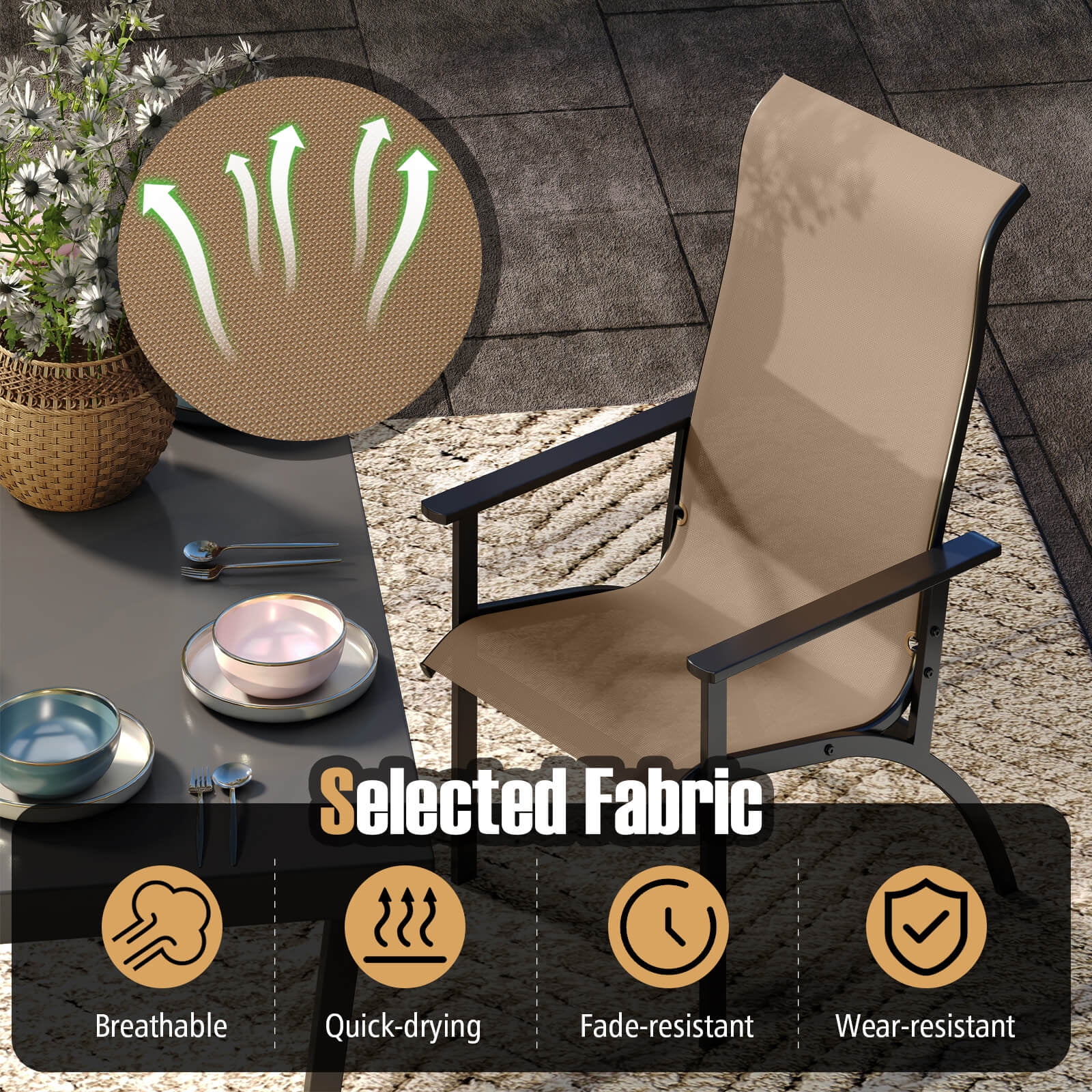 Costway 1PCS Adirondack Chair with 400 lbs Weight Capacity High Back and Metal Frame Outdoor