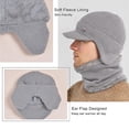 thumbnail image 4 of Mens Winter Visor Beanie Hat with Earflap Scarf Set Warm Winter Hats Fleece Lined Knit Baseball Cap Earflap Ski Hat - Style 3, 4 of 6
