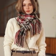 thumbnail image 5 of Prolriy Scarf for Women Autumn and Winter Colorful Plaid Shawl Thickening Warm Fringe Scarf Womens Scarf Red, 5 of 8