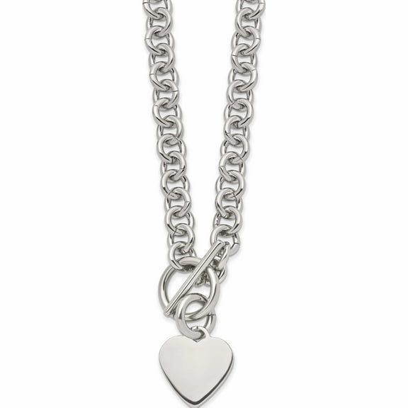 Stainless Steel Polished Heart Toggle 18In Necklace Made In China -Jewelry By Sweet Pea