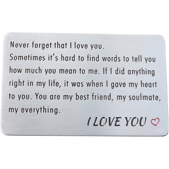 Engraved Wallet Card Insert, Stainless Steel Anniversary Wallet Cards Gifts from Wife for Husband Men Boyfriend