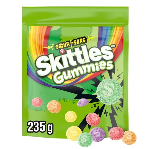SKITTLES Gummies Surs, bonbons à mâcher, 235g