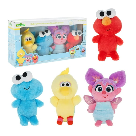 KIDS PREFERRED Sesame Street Elmo Plush, Cookie Monster Plush, Abby Cadabby Plush & Big Bird Plush Toys for Toddlers 1-3, Elmo Stuffed Animal Toys