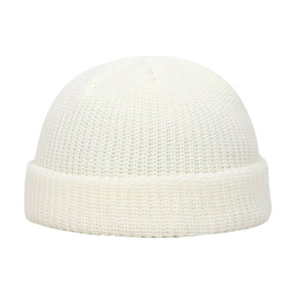 Mightlink Knitted Hat Hip Hop Casual Flanging Stretchy Soft Keep Warm Solid Color Autumn Winter Women Men Skull Beanie Cap for Outdoor