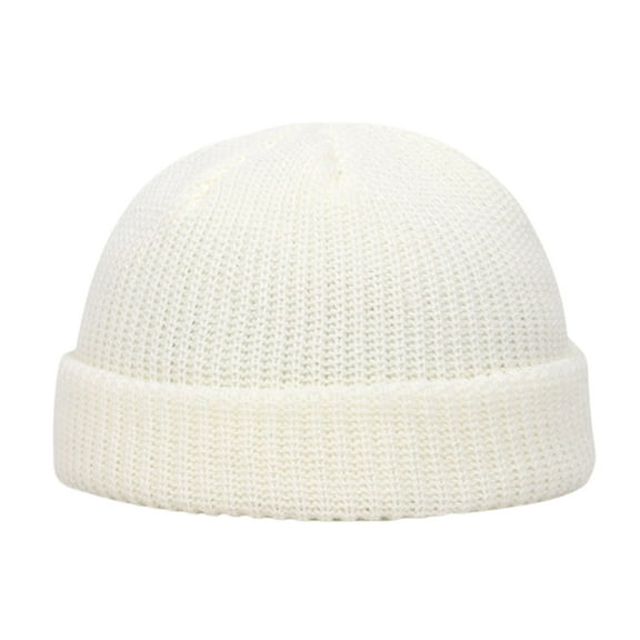 comerut Knitted Hat Hip Hop Casual Flanging Stretchy Soft Keep Warm Solid Color Autumn Winter Women Men Skull Beanie Cap for Outdoor