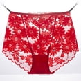thumbnail image 2 of Gibobby Calzoncillos de encaje para mujer Ropa interior de mujer Ropa interior de tamaño Cintura alta pequeña Calzoncillos sin de encaje para mujer(Rojo,G), 2 of 3