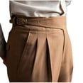 thumbnail image 4 of Dagegui Dress Pants for Men Vintage Business Suit Pant Solid Color Straight Leg Work Office Trousers with Pockets Khaki L, 4 of 5