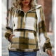 thumbnail image 3 of Sudaderas con capucha para mujer con cremallera y cuello en V con cordón patrón geométrico colores vivos sudadera con capucha para mujer para viajes de oficina calle caqui M, 3 of 6