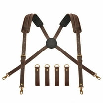 TOURBON Leather Tool Belt Suspenders Heavy Duty Carpenter Construction tool belt Fully Adjustable Framing Woodworking Men