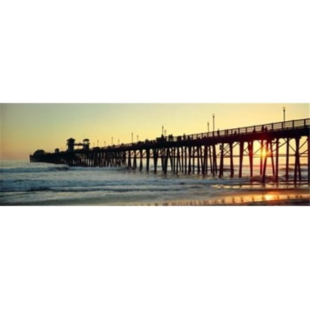 Pier in The Ocean At Sunset Oceanside San Diego County California USA Poster Print, 36 x 12