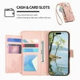 thumbnail image 3 of Decase Anti-Scratch PU Leather Wallet Case Compatible with iPhone 14 Pro Max,Shockproof Magnetic Buckle Hybrid Case Cover with Zipper Pocket Credit Card Slot Cash Slot Wrist Strap Lanyard,Rosegold, 3 of 12