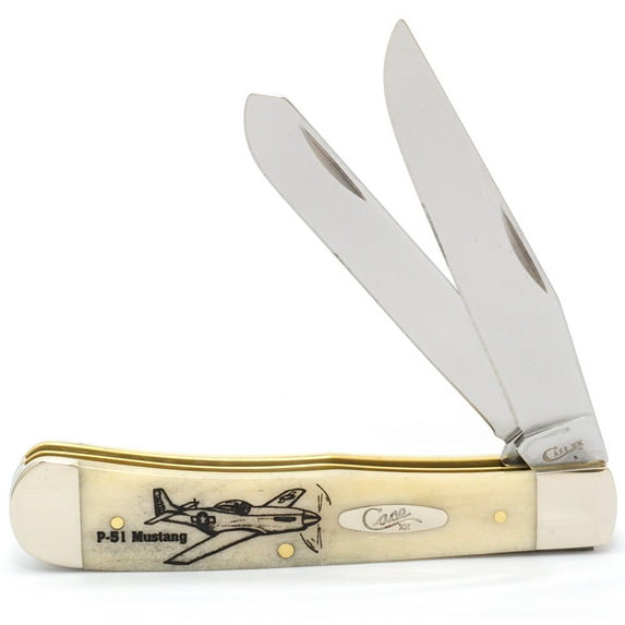 WR Case XX Pocket Knife 13297 AVIATOR® P-51 MUSTANG NATURAL BONE TRAPPER(6254 SS)