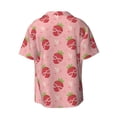 thumbnail image 2 of Vsdgher Strawberries Print Men's Wrinkle Free Untucked Cuban Shirt Business Casual Button Down Shirts Short Sleeve Shirt, 2 of 7
