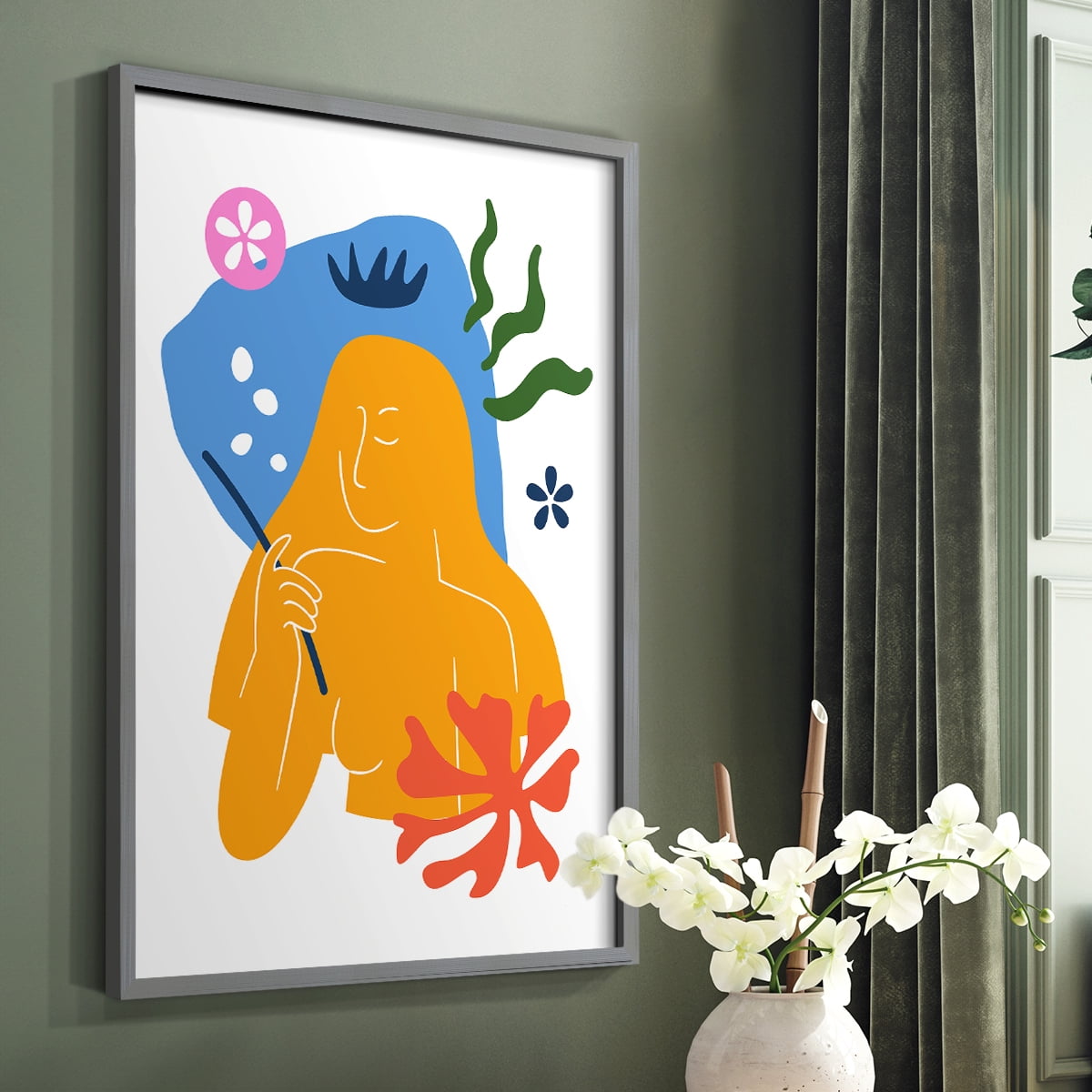 Matisse CDLVI in Gray Solid Wood Framed Print No Nail Hanging