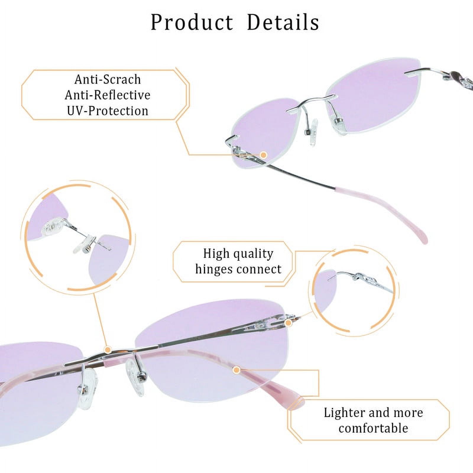 LifeArt Pure Titanium Frame Glasses/Blue Light Blocking Reading Glasses, Reduce Eyestrain, Stylish for Women(Pink,+3.00 Magnification)