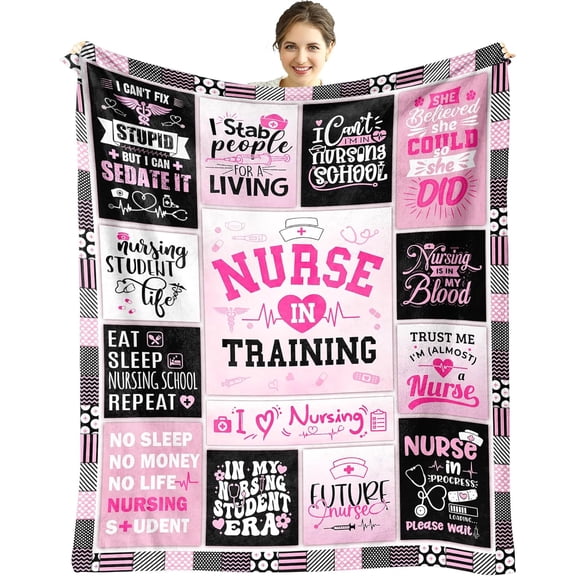 Nursing Student Gifts for Women, Gifts for Nursing Students, Student Nurse Gifts Throw Blanket 60" x 50", Nurse Appreciation/Week Gifts