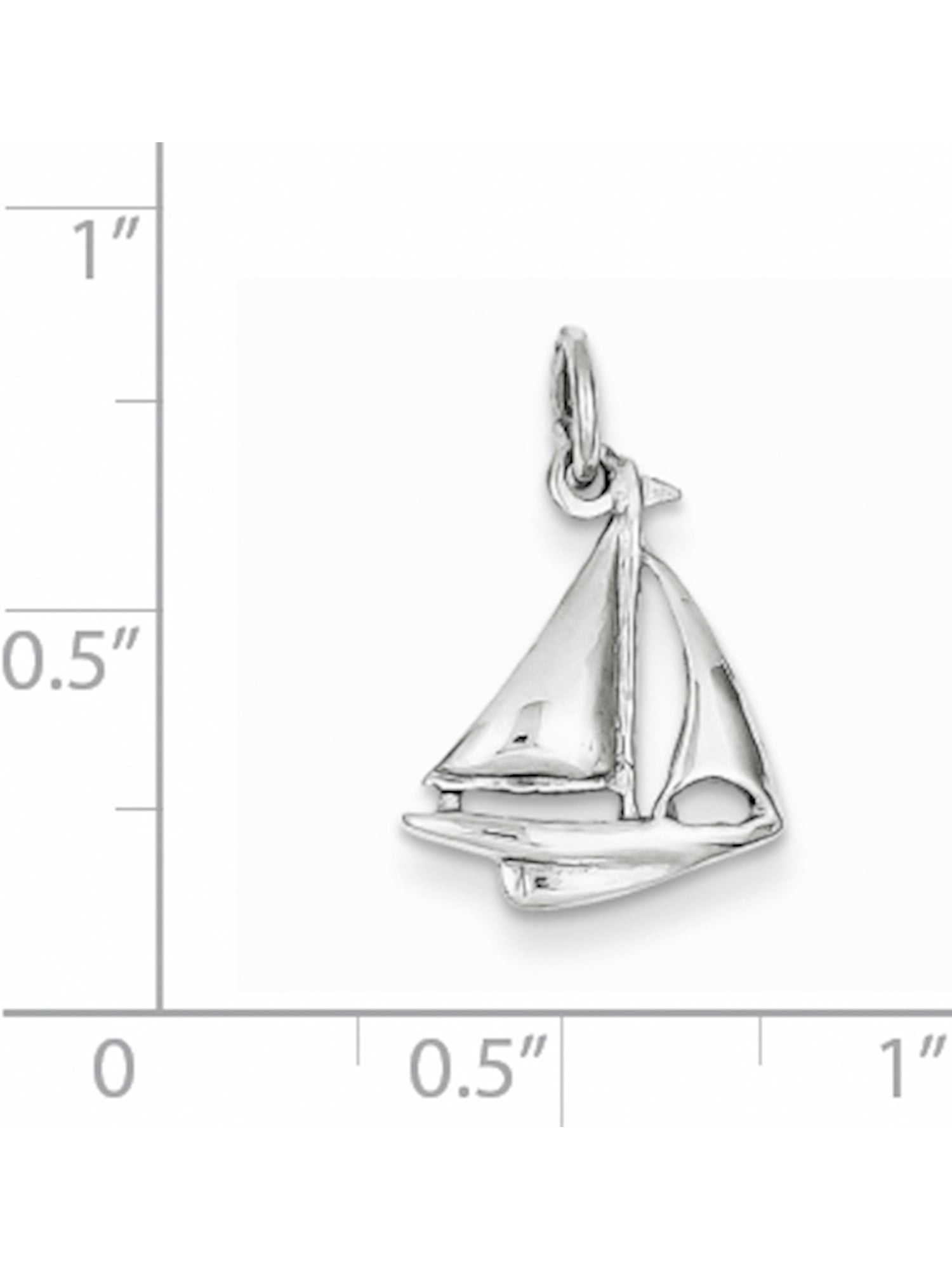 Jewelry Adviser Charms 14k White Gold Solid Polished 3-Dimensional Sailboat Charm