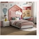 thumbnail image 4 of Bonito cabecero de cuero rosa, cama individual, cama para niños, muebles de diseño de princesa, cama individual, marco de madera, 4 of 4