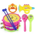 thumbnail image 1 of VISALY - Juego de 5 tambores para bebé, niño y niña, instrumentos musicales, juego de batería, juguetes para niños, 1 of 3