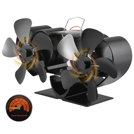 

Walmeck Dual-motor Fan 10 Heat Powered Fan Fireplace Fan Non-Electric Quiet Operation for Wood Burning /PelletLog Black