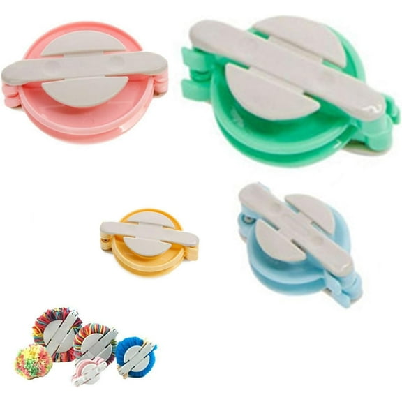 4 Pcs Pompom Makers-4 Sizes Pom Pom Maker Kit | Pom Pom Craft Maker, DIY Pompon Machine | DIY Handmade Pompons for Knitting Fluff Ball Bobble Toy Crafts