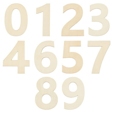 1 Set 0-9 Large Wood Number Unfinished Wood Cutouts Unfinished Wood Number for Home Wall Decor DIY Crafts Painting Wedding Birthday Party Decoration