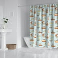 thumbnail image 3 of Ocean Shower Curtain Waterproof Fabric with Plastic Hooks, Nautical Coastal Marine Sea Boat Waves Lighthouse Bathroom Shower Curtain, Map Compass Coral Fishing Travel Pattern, 3 of 5