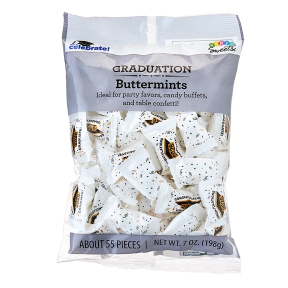 Party Sweets 2026 Graduation Mints Black and Gold, 7 oz