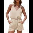 thumbnail image 2 of Conjuntos de Verano de 2 Piezas para Mujer, Sin Mangas, Cuello en V, Camisetas Sin Mangas con Nudo y Pantalones Cortos, Conjuntos A Juego, Color Albaricoque XXL, 2 of 8