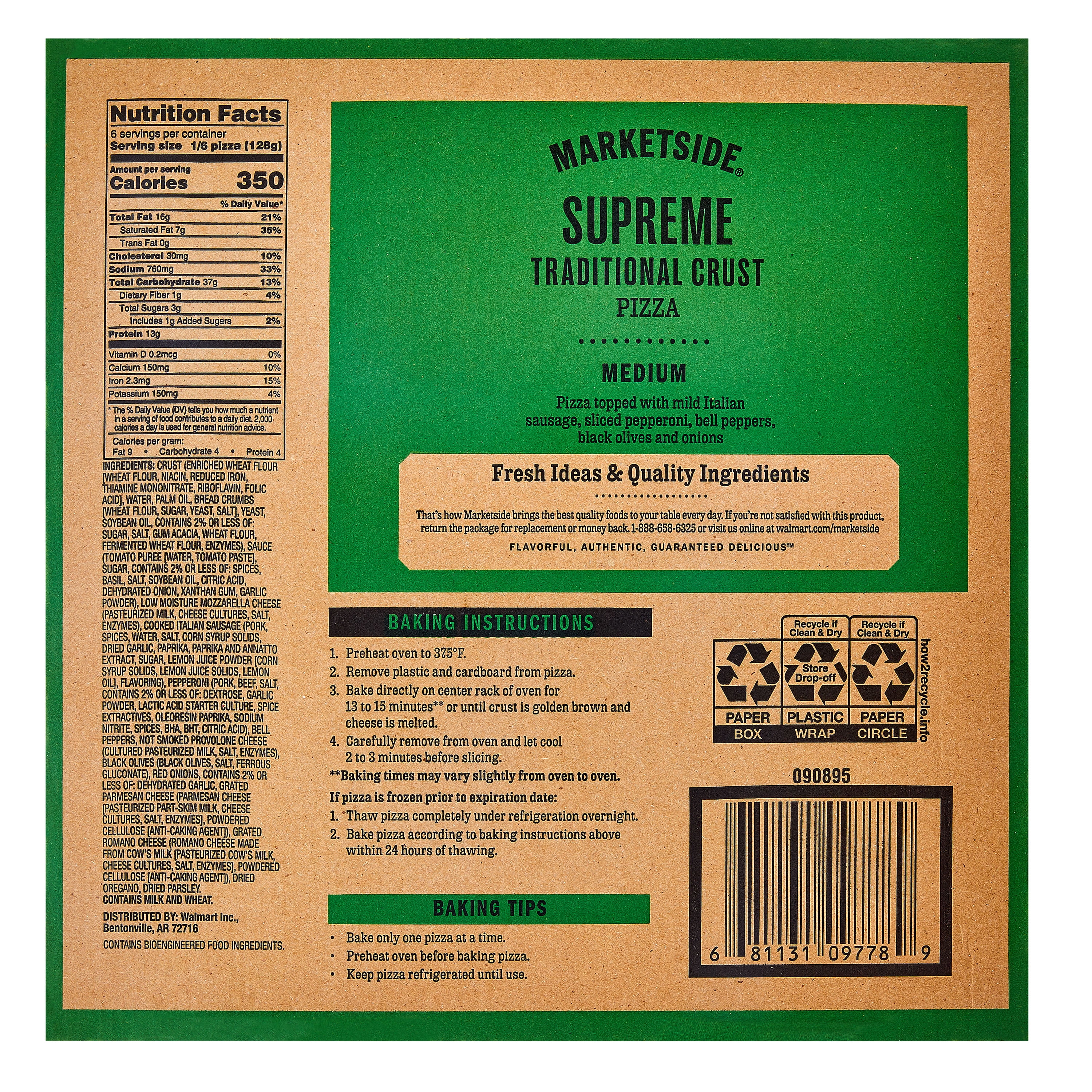 Marketside Supreme Pizza, Traditional Crust, Medium, 27.1 oz (Fresh)