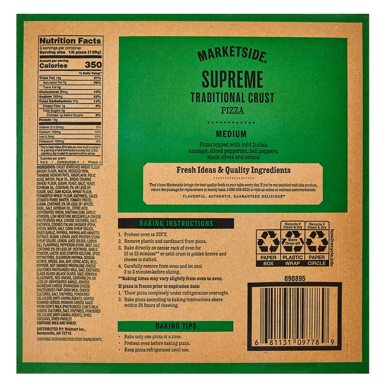 Marketside Supreme Pizza, Traditional Crust, Medium, 12 inch