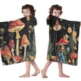 thumbnail image 4 of Red Mushroom Frog Black Pattern Hooded Bath Towel，50"x30" for Ages 3 To 12 Kids, Quick Dry Lightweight Soft Microfiber Hood Beach Towel Cover Up for Kids, 4 of 7