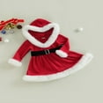 thumbnail image 3 of Robe à Capuchon de Noël pour Fille, Manches Longues, Robe en Peluche à Empiècements avec Ceinture, 3 of 9