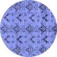 thumbnail image 1 of Ahgly Company Machine Washable Indoor Round Abstract Blue Modern Area Rugs, 6' Round, 1 of 4