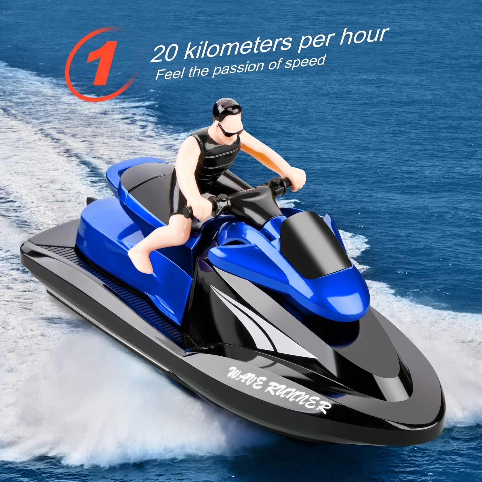 SIYTUAU Remote Control Speed Boat Water Toy 2.4G Wireless Rechargeable High Speed Racing Yacht For Pool Lake Blue Plastic Marine Vehicle Blue