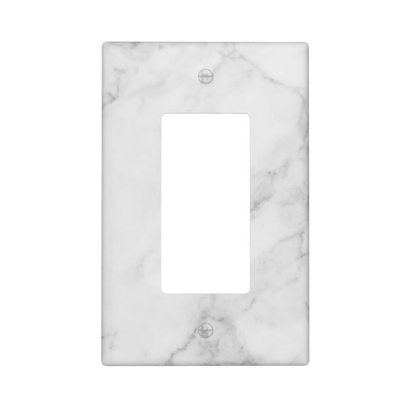 White Gray Marble Light Switch Plate Cover Single Rocker 1 Gang Wall Plates Decorative Lightswitch Electrical Outlet Faceplate for Bathroom Kitchen Bedroom Home Decor Accessories 4.5"" x 2.76""
