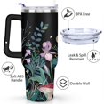 thumbnail image 3 of 40oz Colorful Botanical Mushroom Stainless Steel Flip Straw Tumbler Spill Proof Travel Cup Double Wall Vacuum Insulated Coffee Mug with Top Handle, 3 of 6
