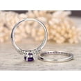 thumbnail image 3 of Sparkle Jewels 2Ct Oval Cut Purple CZ Bridal Wedding Ring Set 14K White Gold Plated, 3 of 5