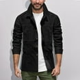 thumbnail image 2 of USNSM Mens Linen Shirt Jacket Button Down Long Sleeve Shacket Casual Cotton Casual Lightweight Jacket Black XXL, 2 of 6