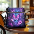 thumbnail image 3 of LedBack Butterfly Daisy Leather Hobo Bag for Women, Woman Crossbody Purses Satchel Handbags Portable Shoulder Bags Messenger Bag with Adjustable Strap and Zipper Pockets, Purple, 3 of 7
