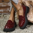 thumbnail image 3 of Rokment Women's Vintage Patent-Leather Oxfords Penny Loafers Walking Shoes 2026 Spring Fall Trendy Casual Platform Chunky Lug Sole Mid Heels Slip on Dress Shoes Wine Size 9, 3 of 7