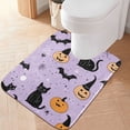 thumbnail image 2 of Yayeee Bath Rug for Bathroom Floor Non Slip Rectangle Fluffy Soft Absorbent Mat, 16"x24", Light Purple Halloween Black Cat, 2 of 7
