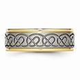 thumbnail image 3 of Titanium Brushed/Polished Yellow Ip Scroll Design 8mm Grooved Edge Band (Size 11) Made In China tb312-11, 3 of 4