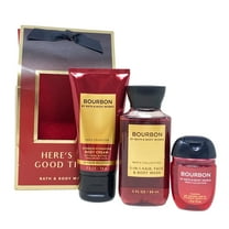 Bath and Body Works Men's Collection Bourbon Here's To Good Times Travel Gift Bag Set - Body Cream - 3-in-1 Hair, Face, & Body Wash - Hand Gel - Travel Size