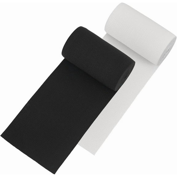 DIY 6 Yards 4.72-Inch Wide Elastic Band Heavy Stretch High Elasticity Knit for Sewing (3 Yards/Roll White & Black) DIY