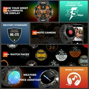 PAKRYS KC89 1.85'' HD 760mAh Battery Smart Watch for Men with LED Flashlight 100+ Sports Modes Fitness Tracker Smartwatches for iOS Android, 1pc, Black