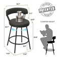thumbnail image 4 of 24 Inch Swivel Counter Height Bar Stools Set of 2, Modern Backs, Leather Grey, 4 of 7
