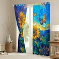 thumbnail image 3 of Homewish Blue Orange Sunflower Black Out Curtains, Dreamy Rustic Butterfly Curtains Pack of 2 (42x63 Each), Vintage Oil Printing Bedroom Curtains, Window Curtains Bedroom Decor, 3 of 6