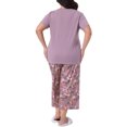 thumbnail image 3 of Conjunto de pijamas de dos piezas para mujer de tallas grandes Agnes Orinda, con camisetas de manga corta y pantalones, patrón impreso, 1X púrpura, 3 of 6